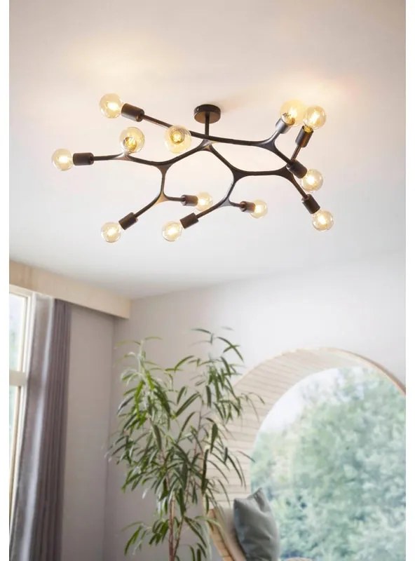 Plafoniera industriale Bocaddella Ø 92 cm nero IP20, 12XE27