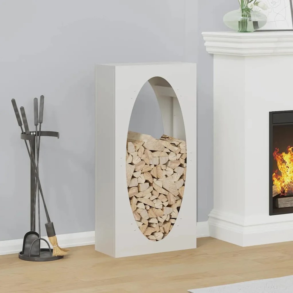 Rastrelliera Per Legna Da Ardere Bianca 50x23x100 Cm /