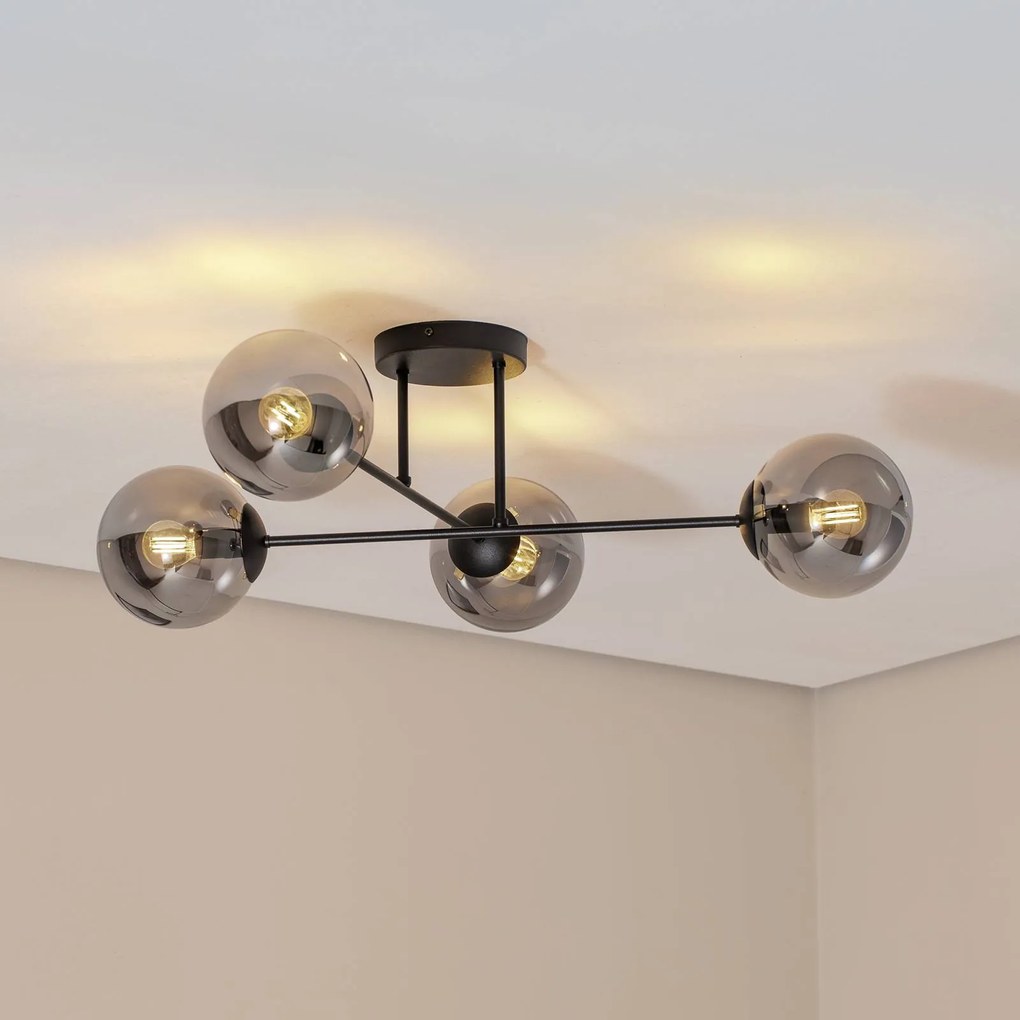 Plafoniera soffitto Glassy Euluna, dimmerabile, Nero, Soggiorno / Sala da pranzo, Vetro, Moderno, Plafoniera