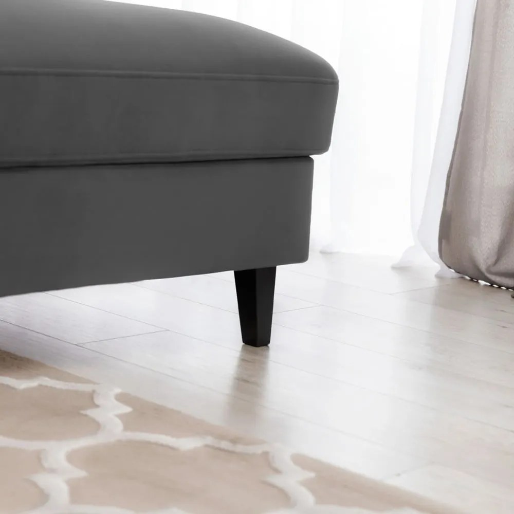 Divano angolare grigio scuro allungabile/con contenitore (con penisola a destra/con chaise lounge) e rivestimento in velluto Foble – ELTAP