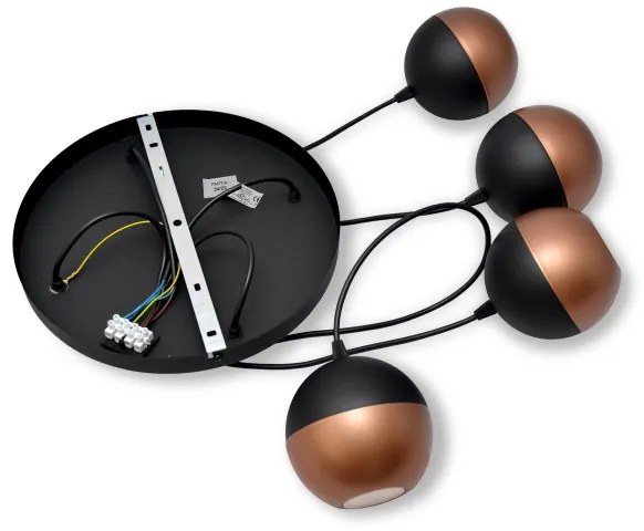 Lampadario LED a sospensione con filo MIDWAY 4xGU10/4,8W/230V nero/rame