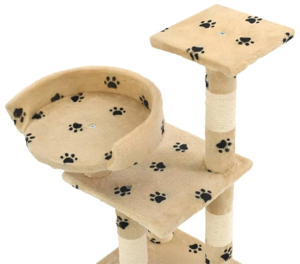 Albero per gatti tiragraffi in sisal 65 cm zampe stampate beige