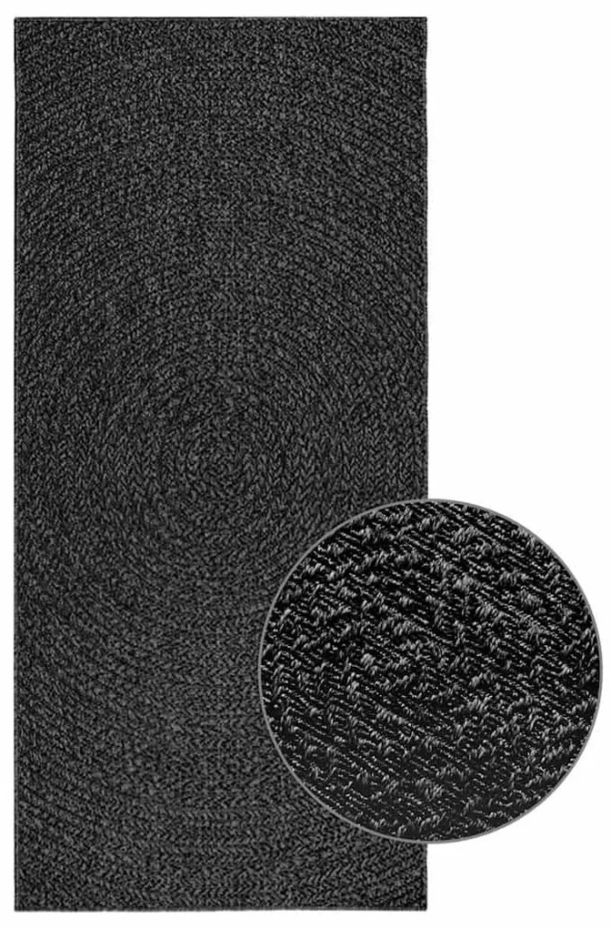 Tappeto Zızur Antracite 100x200 Cm Aspetto Iuta Interni Esterni /