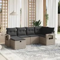 Set Divano da Giardino 6 pz con Cuscini Grigio in Polyrattancod mxl 89696