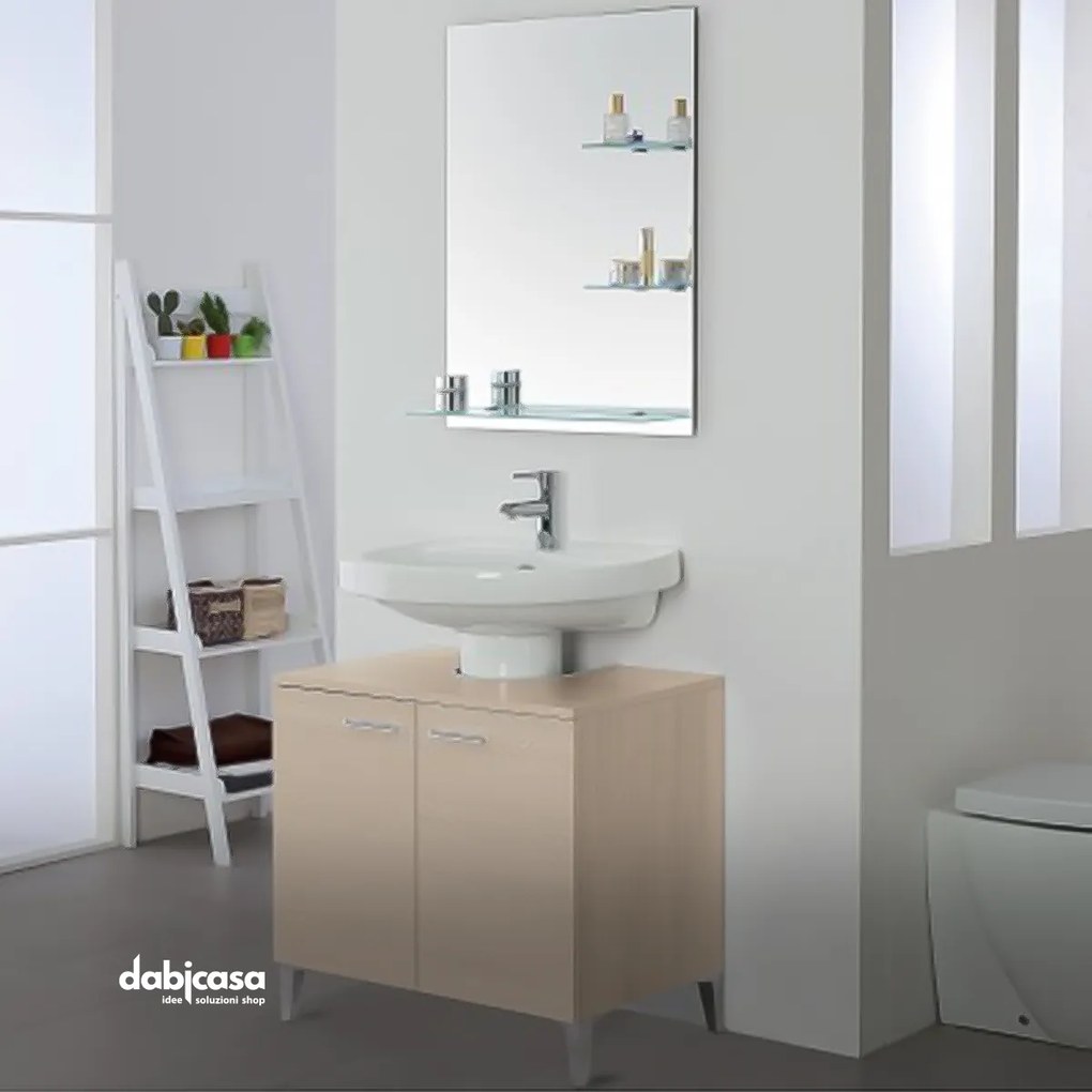 Mobile Bagno Da Terra "Stella" Composto Da Due Ante Finitura Larice