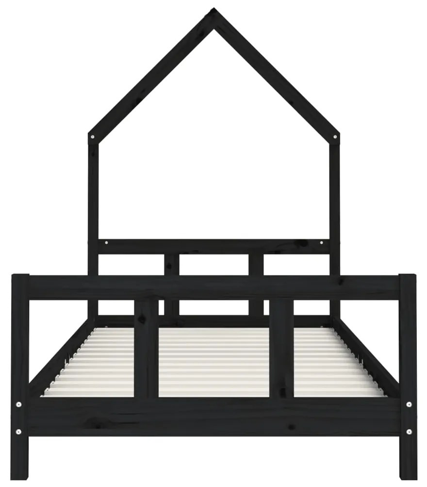 Giroletto per bambini nero 90x200 cm in legno massello di pino