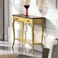 Consolle classica 2 cassetti legno giallo shabby bicolore 88x33x79 - Mobili 2G