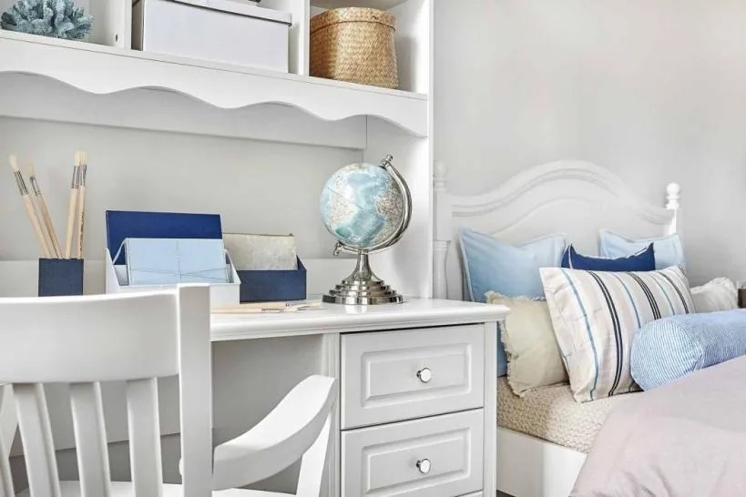 Scrivania con libreria integrata di colore bianco in stile provenzale PRINCESS 815-Arrediorg.it