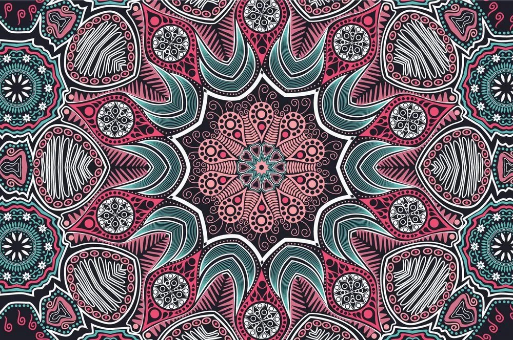 Carta da parati – Mandala indiano con motivo floreale