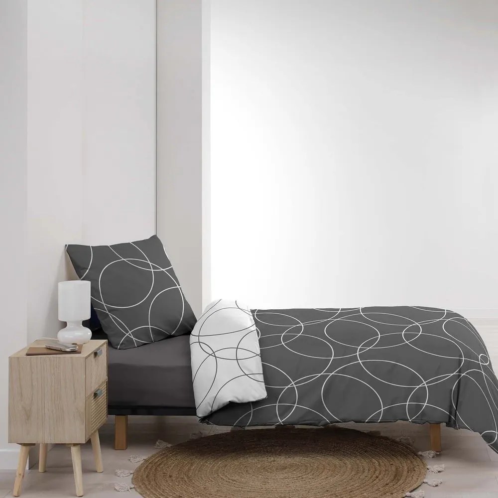 Biancheria da letto singola in microfibra grigia 140x200 cm Elton - douceur d'intérieur