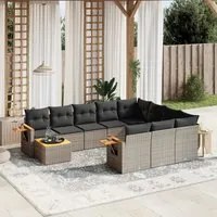 Set Divani da Giardino 11 pz con Cuscini in Polyrattan Grigiocod mxl 114759