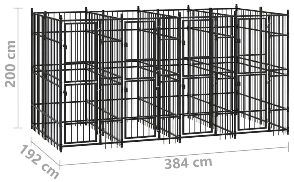 Gabbia per Cani da Esterno in Acciaio 7,37 m²