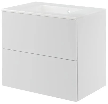 Mobile da bagno sospeso sotto lavabo L 75 x H 64 x P 48 cm bianco laccato, 2 cassetti SENSEA Neo