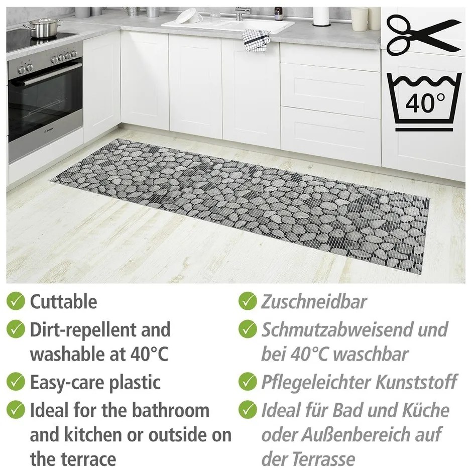 Tappetino da bagno in plastica grigio 65x200 cm Sassi - Wenko