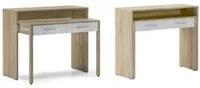 Tavolo allungabile 98,6x86,9x36-70cm console da studio con 2 cassetti colore rovere e bianco