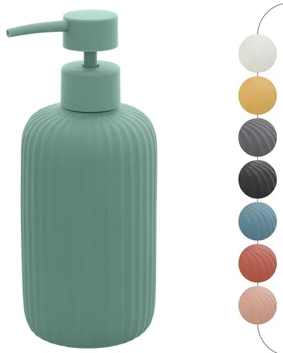 Dispenser sapone verde in ceramica soft touch capienza 330 ml Spring