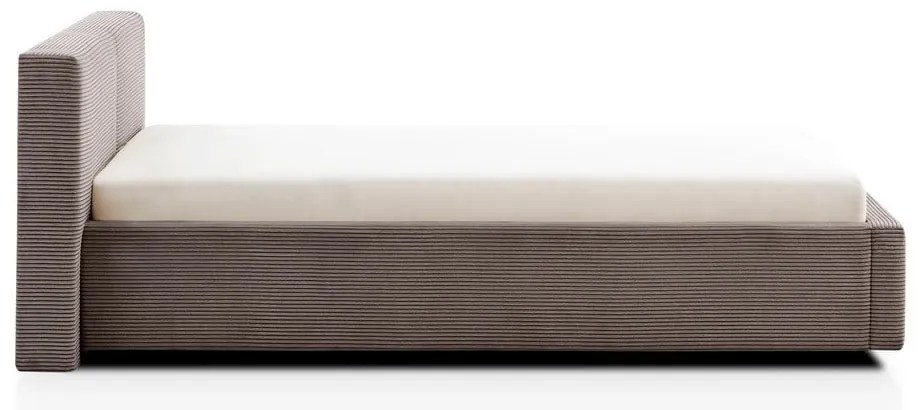 Letto matrimoniale imbottito marrone chiaro con contenitore con rete inclusa 140x200 cm Cube – Meise Möbel