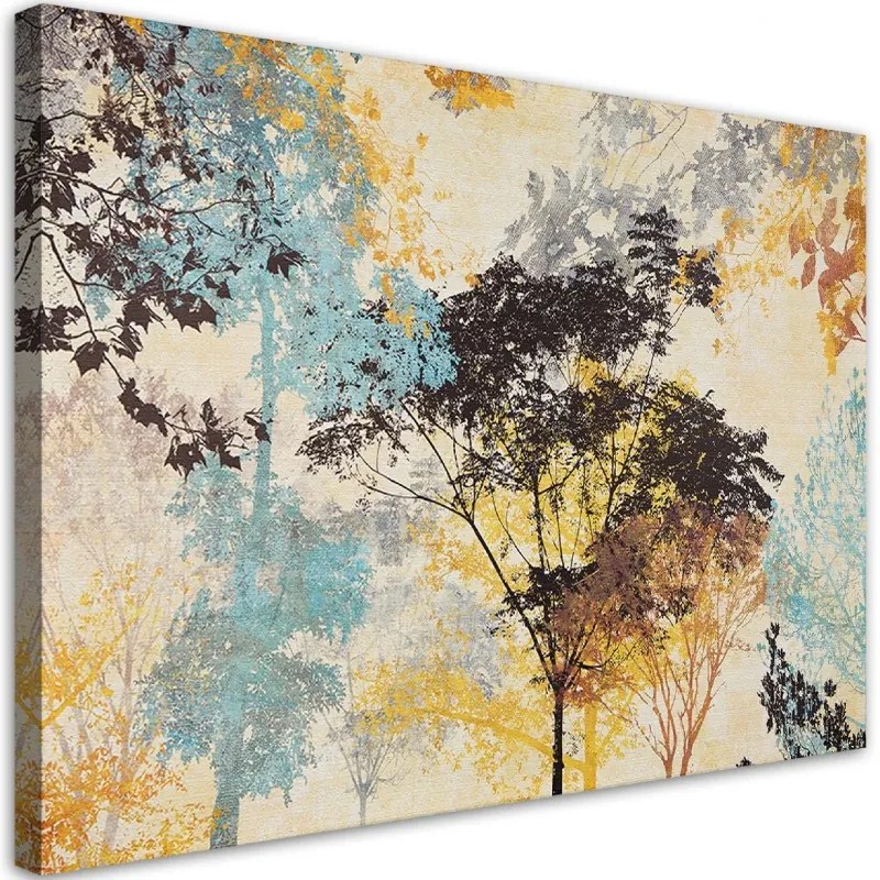 Quadro su tela, Astrazione di alberi colorati  Dimensioni 100x70