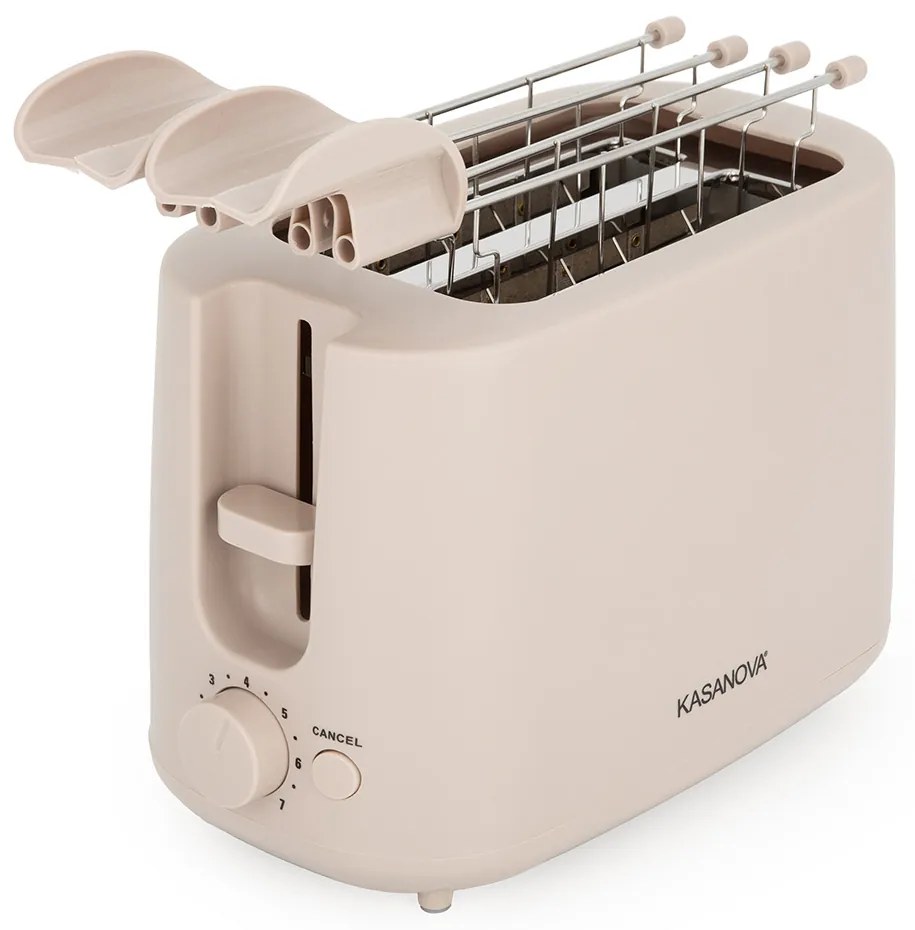 Tostapane 2 fette 7 livelli di tostatura 750 W tortora