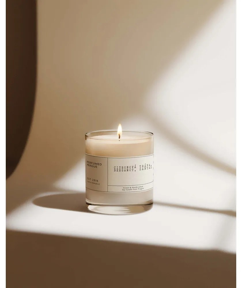 Candela in cera di soia profumata tempo di combustione 40 h #69 Lemongrass, Bergamot, Sandalwood – Perfumed Prague