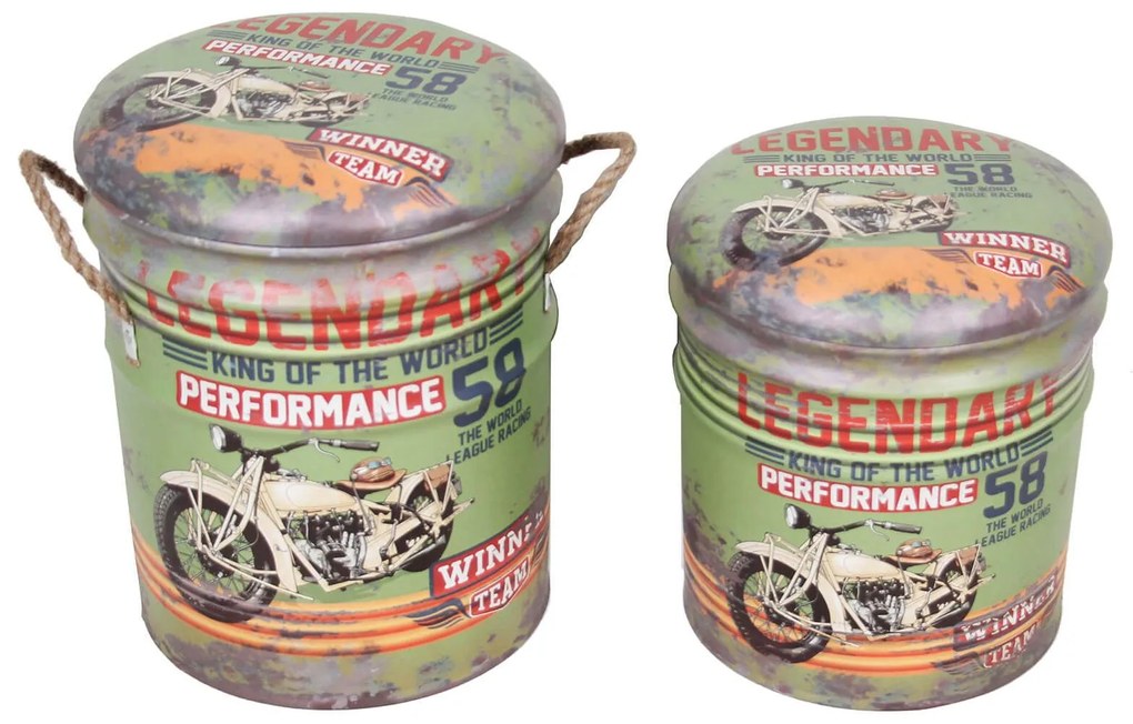 THEODORE - set di 2 pouf contenitore tondo poggiapiedi