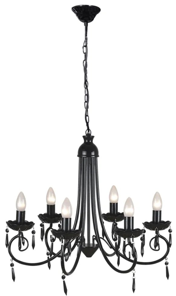 Lampada Da Soffitto Pendente Elegante Nera 6 Portalampade /
