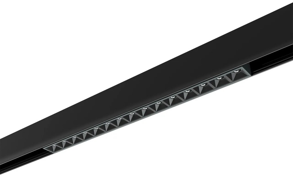 Faro LED Lineare 18W Magnetico 32cm CRI92 UGR16 Nero 48V Colore Bianco Caldo 3.000K