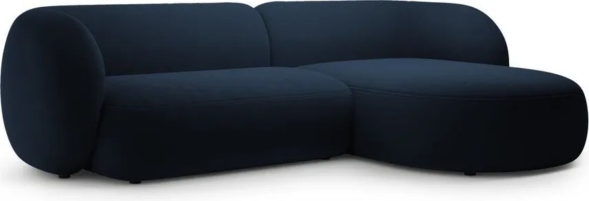 Divano angolare blu (con penisola a destra/con chaise lounge) con rivestimento in velluto Kate – Micadoni