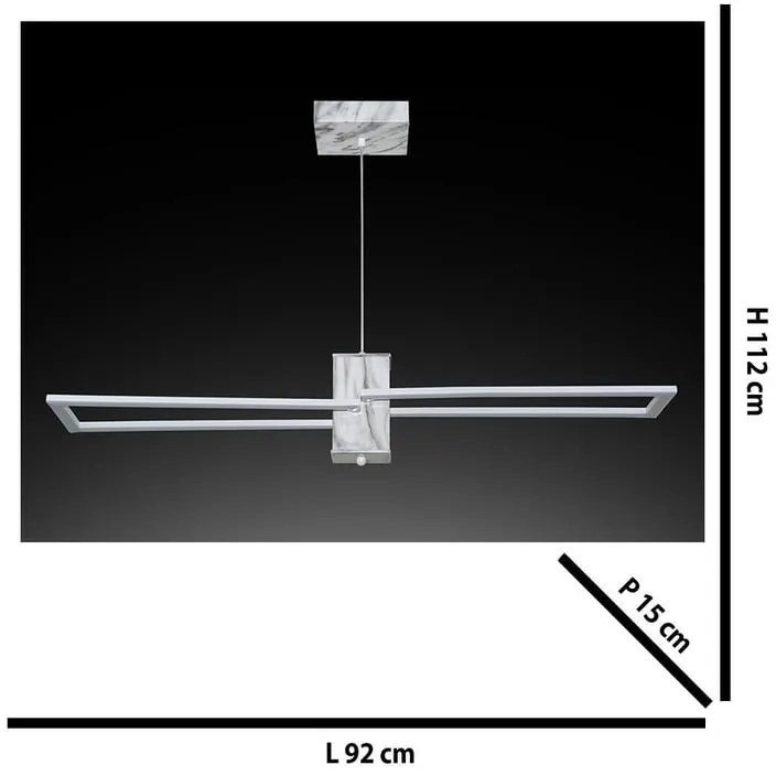 Lampadario LED design Sarita bianco, luce naturale 2500 lumen, NOVECENTO