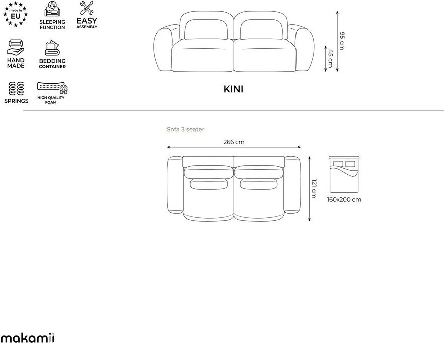 Divano beige allungabile/con contenitore con rivestimento in velluto a coste 266 cm Kini – Makamii