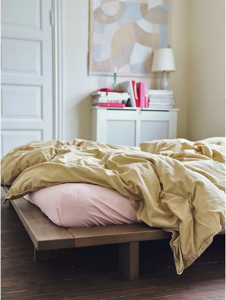 Letto singolo marrone in pino massiccio con rete inclusa 90x200 cm Japan – Karup Design