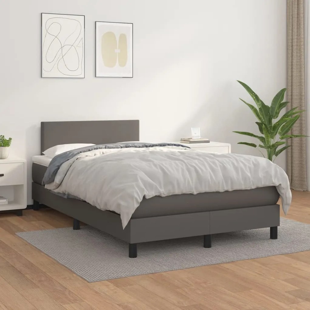 Giroletto A Molle Con Materasso Grigio 120x200 Cm İn Similpelle /