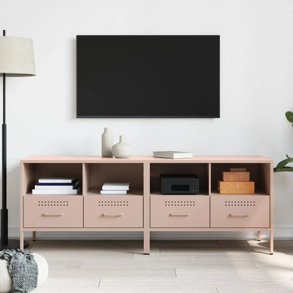 Mobili tv 2 pz rosa 68x39x50,5 cm in acciaio laminato a freddo