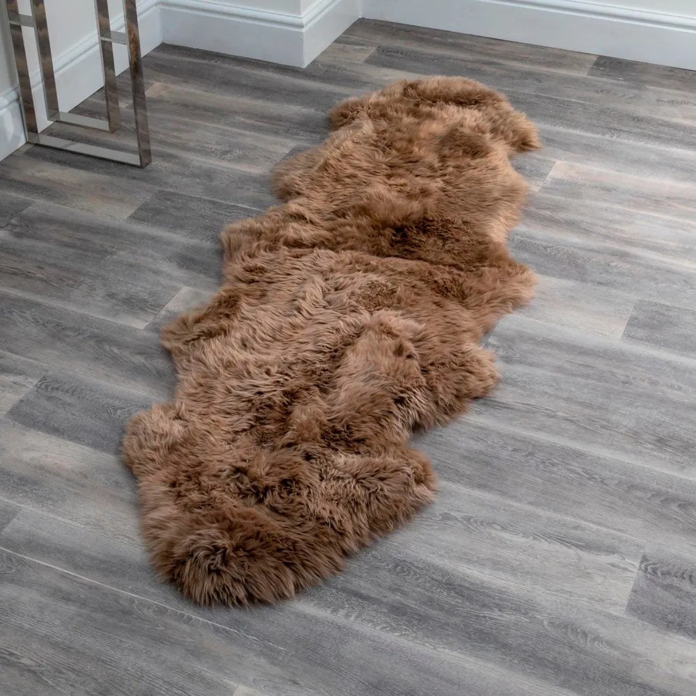 Pelle di pecora marrone Doppio, 60 x 240 cm - Native Natural