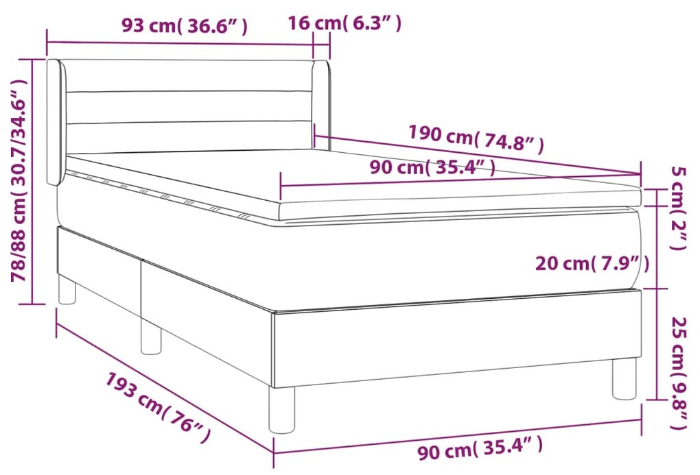 Giroletto a Molle con Materasso Tortora 90x190 cm in Tessuto