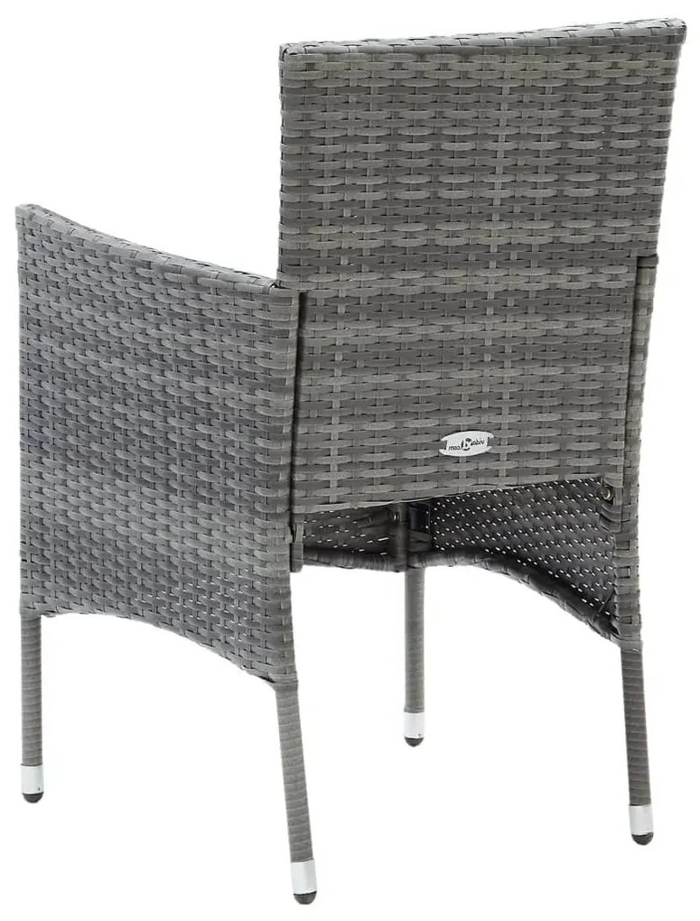 Set da Pranzo da Giardino 7 pz con Cuscini in Polyrattan Grigio