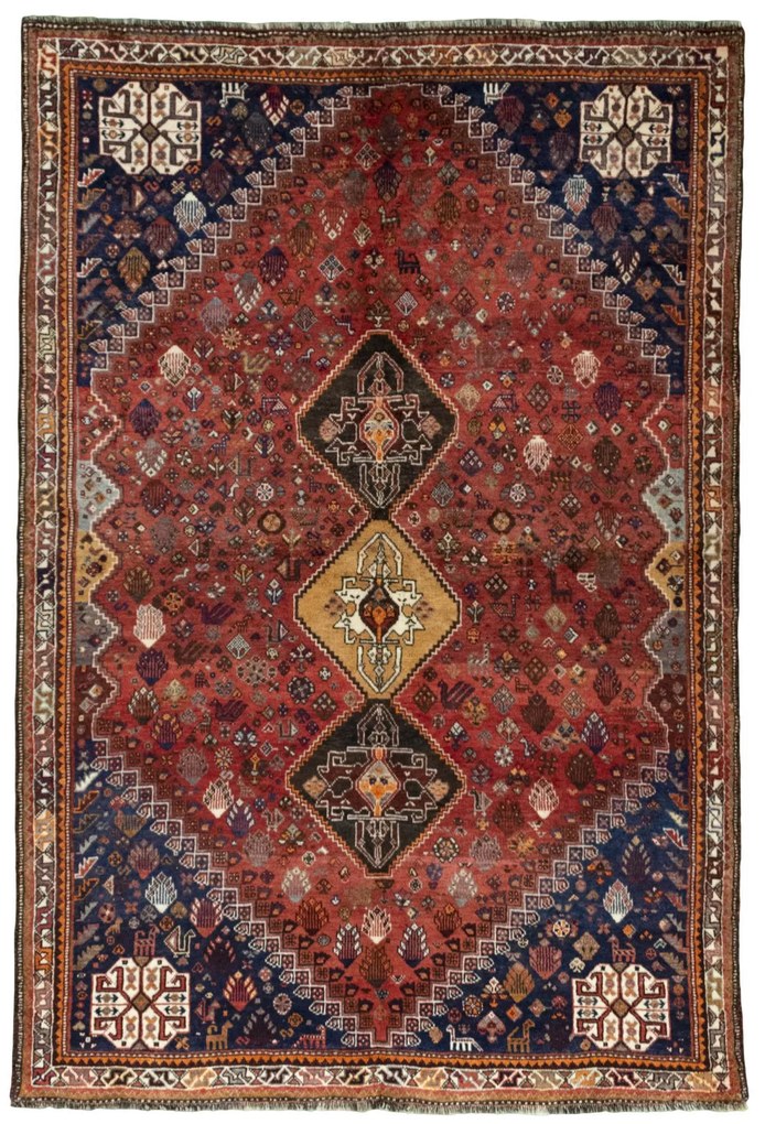 Shiraz Tappeto persiano 270x190 Rosso (Iran) Annodato A Mano