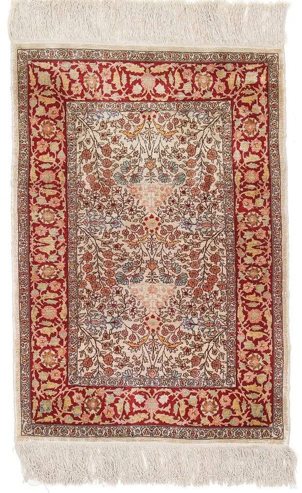 Hereke Tappeto orientale 100 x 70 Rosa (Tacchino) Annodato A Mano