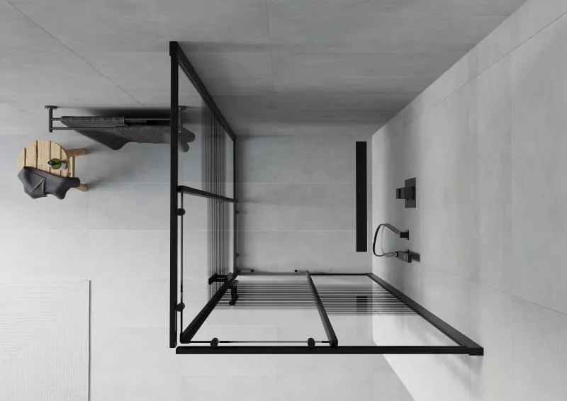 Mexen Rio cabina doccia quadrata 80 x 80 cm, strisce nere, nera - 860-080-080-70-20