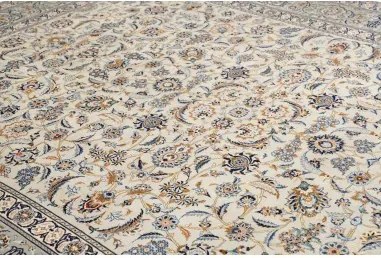 Kashan Fine Floreale Avorio Blu 273x388 Cm