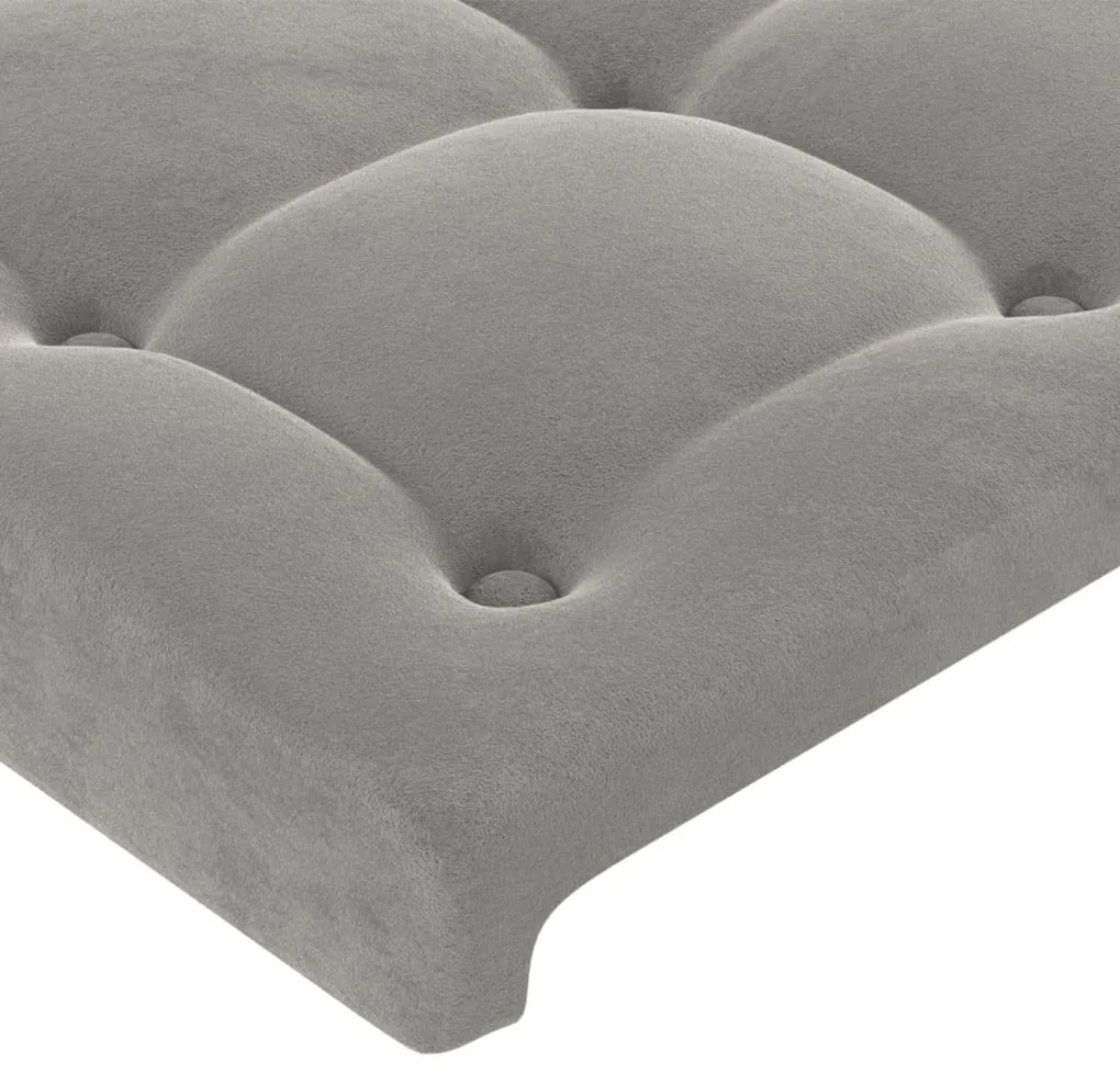 Testiera ad orecchio grigio chiaro 103x16x118/128 cm in velluto