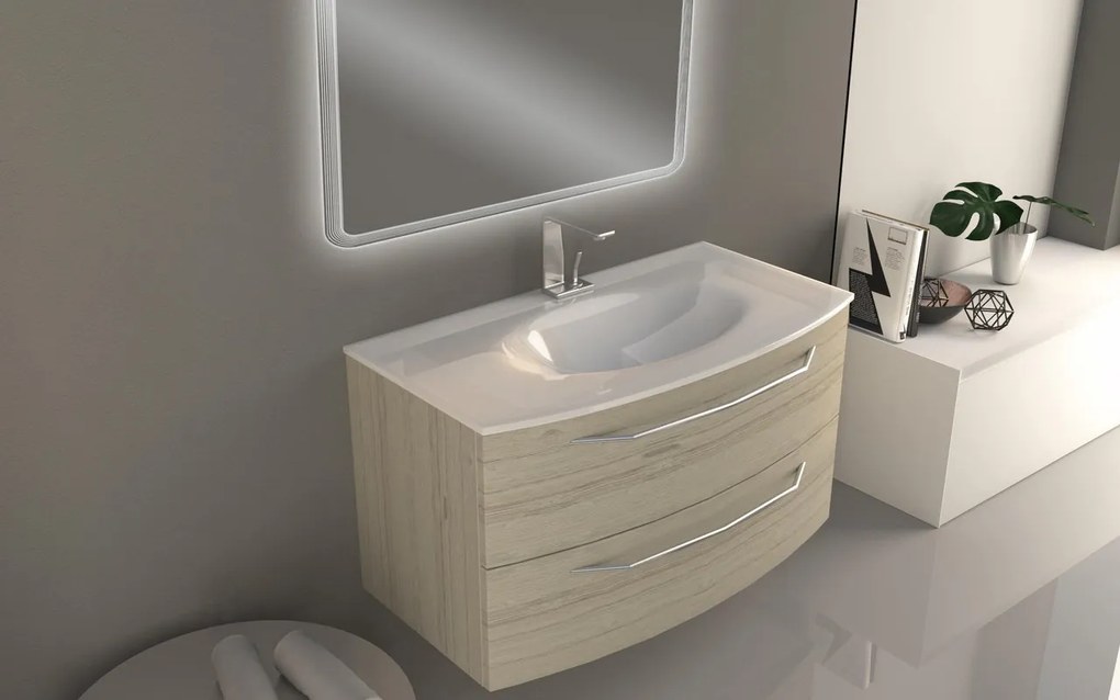Mobile bagno con lavabo L 100 x H 55 x P 51 cm rovere sbiancato per vasca centrale Lyla