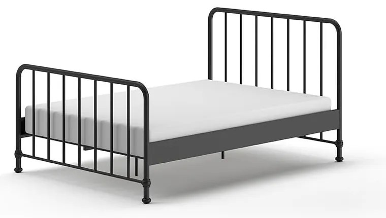 Letto singolo in metallo nero con griglia 140x200 cm BRONXX - Vipack