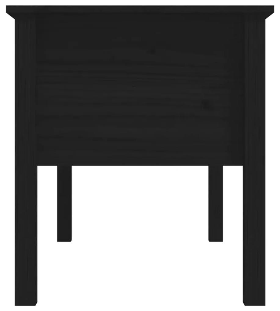 Tavolino da Salotto Nero 102x49x55 cm in Legno Massello di Pino