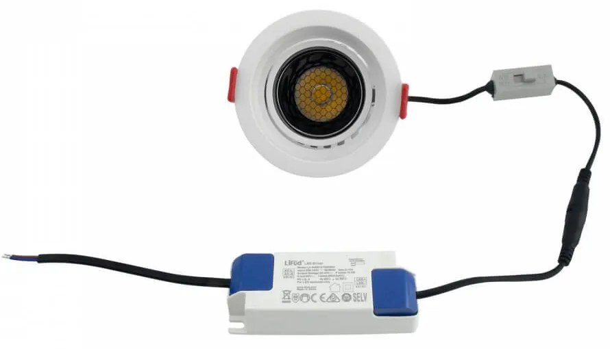 Faro LED da Incasso 12W, Orientabile CRI92 Foro Ø75mm, Bianco CCT, UGR11 Colore Bianco Variabile CCT