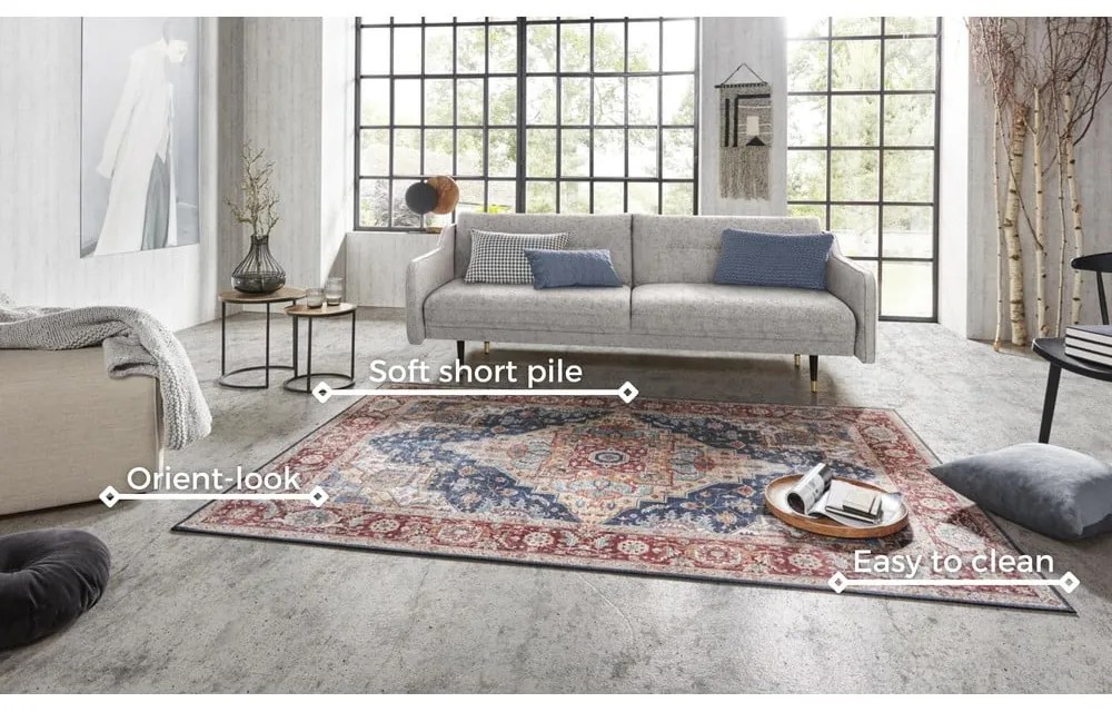 Tappeto blu scuro-rosso , 200 x 290 cm Sylla - Nouristan