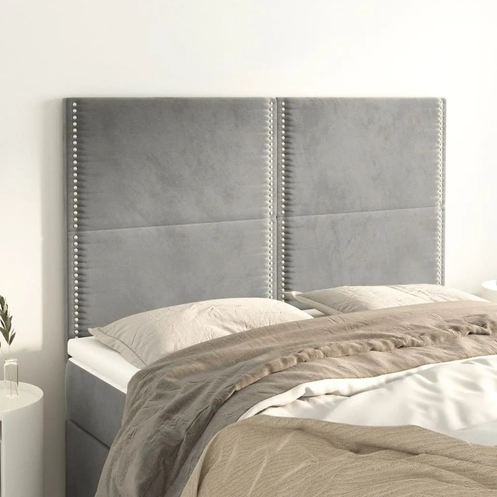Testiere 4 Pz Grigio Chiaro 72x5x78/88 Cm İn Velluto /