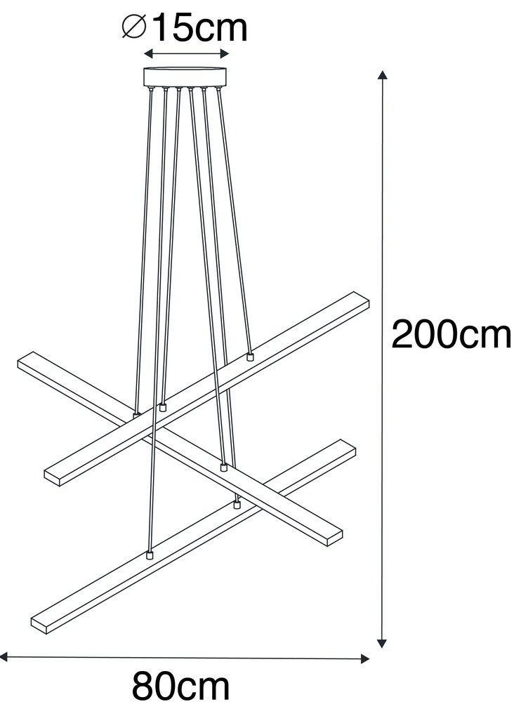 Lampada a sospensione nera incl. LED dimmerabile a 3 livelli 6 luci - Jolanta