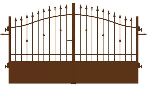 Cancello manuale battente Civetta in ferro, apertura centrale, L 308.5, H 150-180 cm, di colore ruggine