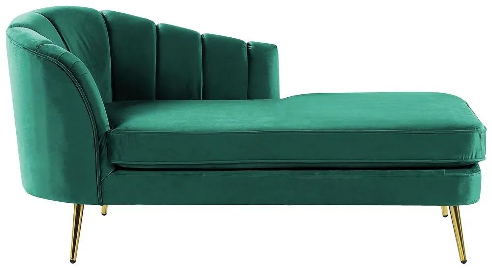 Chaise longue velluto verde smeraldo sinistra ALLIER Beliani